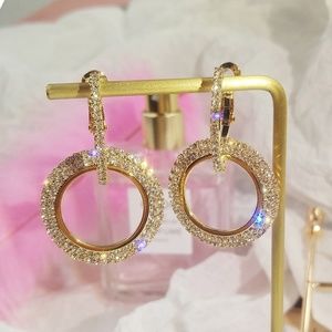 Round Gold Tone Statement Earrings